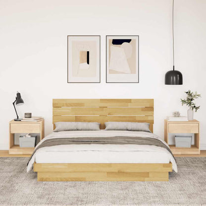 Oak Wood Bed Frame with Headboard Slatted Base Double Size Mattress Support
