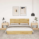 Oak Wood Bed Frame with Headboard Slatted Base Double Size Mattress Support