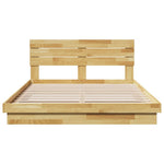 Oak Wood Bed Frame with Headboard Slatted Base Double Size Mattress Support