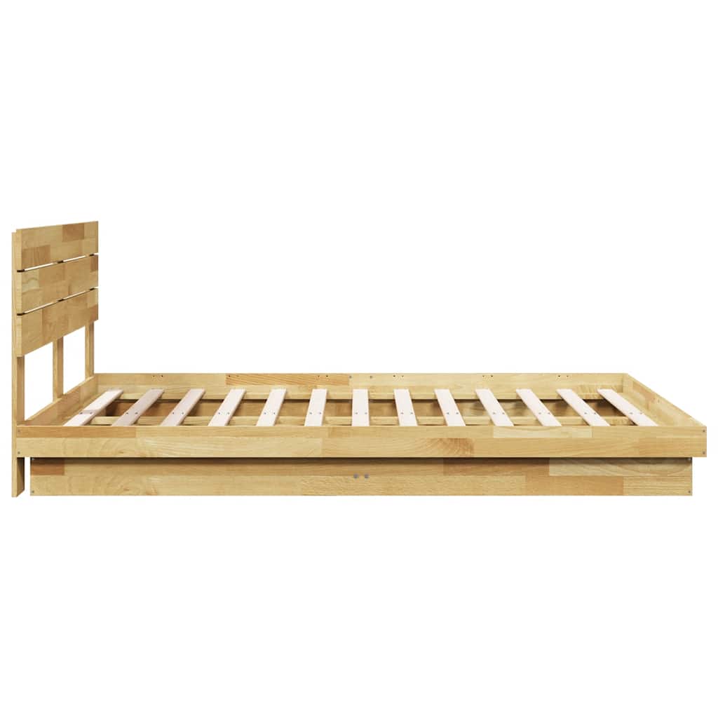 Oak Wood Bed Frame with Headboard Slatted Base Double Size Mattress Support