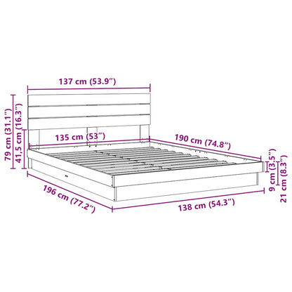 Oak Wood Bed Frame with Headboard Slatted Base Double Size Mattress Support