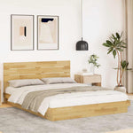 Oak Wood Bed Frame with Headboard Slatted Base Double Size Mattress Support