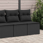 4 Piece Garden Sofa Set with Cushions Black Poly Rattan Acacia - Perfect Outdoor Comfort