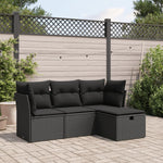 4 Piece Garden Sofa Set with Cushions Grey Poly Rattan Acacia - Durable & Chic