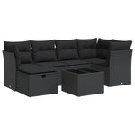 Garden Sofa Set with Cushions 6 Pcs Black Poly Rattan - Stylish