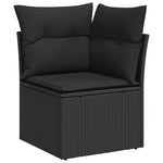 Garden Sofa Set with Cushions Modular Sofa 7 Piece Black Poly Rattan - Sleek