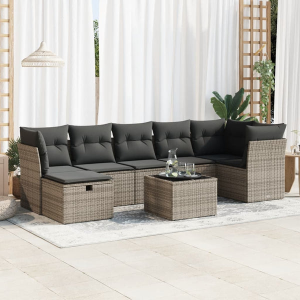  Garden Sofa Set with Cushions Modular Sofa 8 Piece Grey Poly Rattan - Versatile and Stylish