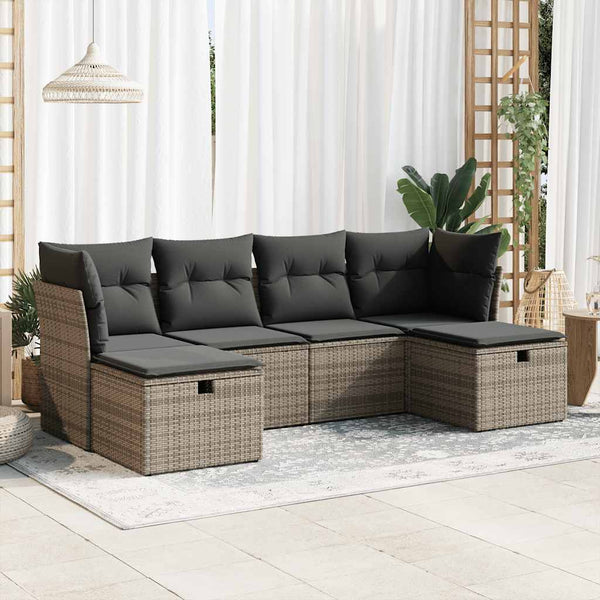  Garden Sofa Set with Cushions Modular Sofa 6 Piece Poly Rattan - Outdoor Living