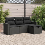 Garden Sofa Set with Cushions Modular Sofa 4 Piece Grey Poly Rattan