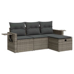 Garden Sofa Set with Cushions Modular Sofa 4 Piece Grey Poly Rattan - Elegant & Versatile