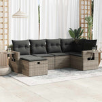 6 Pcs Garden Sofa Set with Cushions Grey Poly Rattan - Stylish & Durable