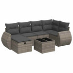 7 Pcs Garden Sofa Set with Cushions Grey Poly Rattan - Modern Comfort