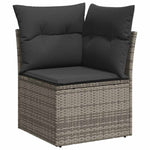 7 Pcs Garden Sofa Set with Cushions Grey Poly Rattan - Modern Comfort