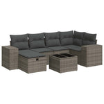 7 Piece Garden Sofa Set with Cushions Grey - Outdoor Luxury