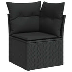 8 Pcs Garden Sofa Set with Cushions Black Poly Rattan - Sleek