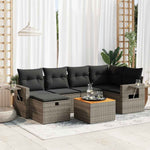 7 Piece Garden Sofa Set with Cushions Grey Poly Rattan - Modern Comfort