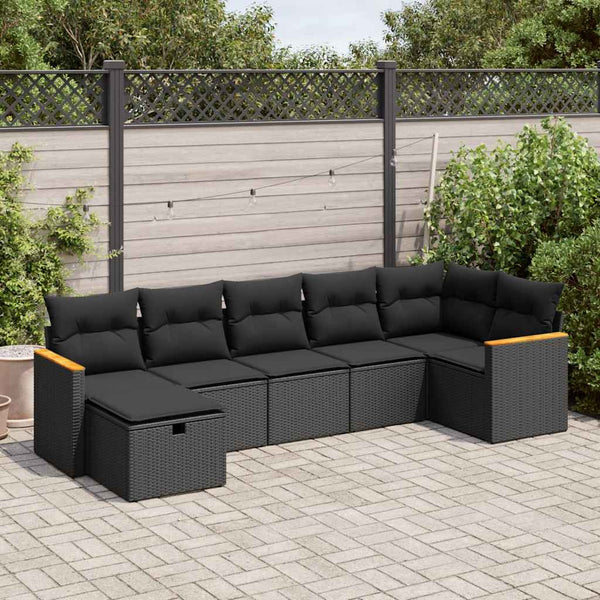  7 Piece Garden Sofa Set with Cushions Poly Rattan - Sleek - Stylish Outdoor