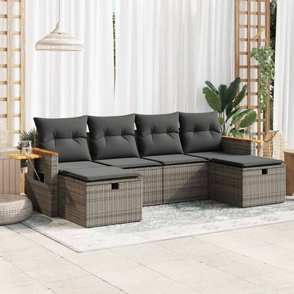 6 Pcs Garden Sofa Set with Cushions Poly Rattan - Outdoor Living