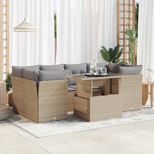 Garden Sofa Set with Cushions 7 Piece Beige - Stylish & Durable