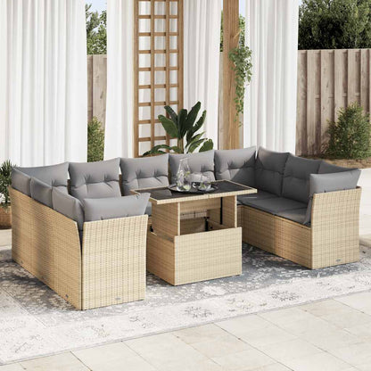 Garden Sofa Set with Cushions Modular Sofa 10 Piece Grey Poly Rattan - 55×53×34cm