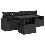 Garden Sofa Set with Cushions Modular Sofa 5 Piece Black Poly Rattan - Comfort & Style