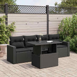 Garden Sofa Set with Cushions Modular Sofa 5 Piece Black Poly Rattan - Comfort & Style