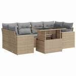 Garden Sofa Set with Cushions Modular Sofa 7 Piece Poly Rattan - Outdoor Relaxation