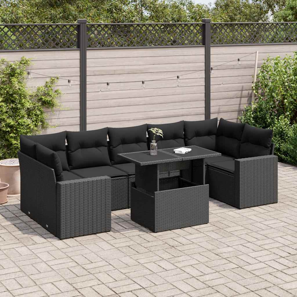 Garden Sofa Set with Cushions Modular Sofa 8 Pcs Poly Rattan - Elegant & Comfortable