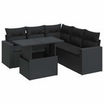 Garden Sofa Set with Cushions Modular Sofa 6 Piece Black Poly Rattan  - Relax in Style