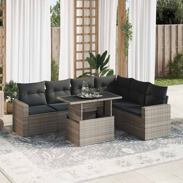  7 Piece Garden Sofa Set with Cushions- Sleek & Functional