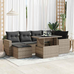 7 Pcs Garden Sofa Set with Cushions Grey - Sleek