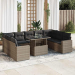 10 Piece Garden Sofa Set with Cushions Grey Poly Rattan - Outdoor Luxury