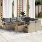 9 Piece Garden Sofa Set with Cushions Beige Poly Rattan - Outdoor Luxury