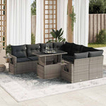 9 Pcs Garden Sofa Set with Cushions Grey Poly Rattan - Durable & Chic