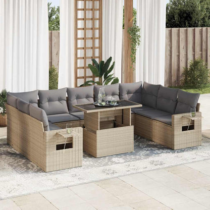 Garden Sofa Set with Cushions Modular Sofa 10 Piece Grey Poly Rattan - 62×62×69cm