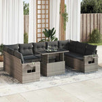 Garden Sofa Set with Cushions Modular Sofa 10 Piece Grey Poly Rattan