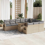 Garden Sofa Set with Cushions Modular Sofa 11 Piece Beige Poly Rattan - Stylish & Durable