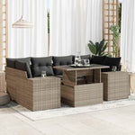 7 Pcs Garden Sofa Set with Cushions Poly Rattan - Outdoor Luxury