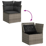 10 Piece Garden Sofa Set with Cushions Grey Poly Rattan - Outdoor Luxury