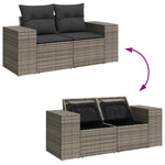 10 Piece Garden Sofa Set with Cushions Grey Poly Rattan - Outdoor Luxury