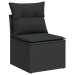 Garden Sofa Set with Cushions Modular Sofa 7 Pcs Black Poly Rattan - Ultimate Comfort