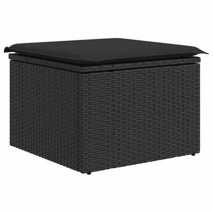 9 Piece Garden Sofa Set with Cushions Black Poly Rattan - Sleek & Functional