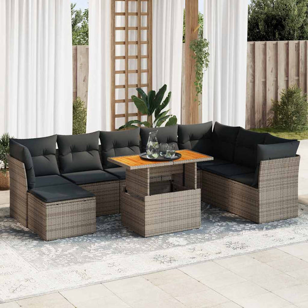  9 Piece Garden Sofa Set with Cushions Poly Rattan - Comfort & Style