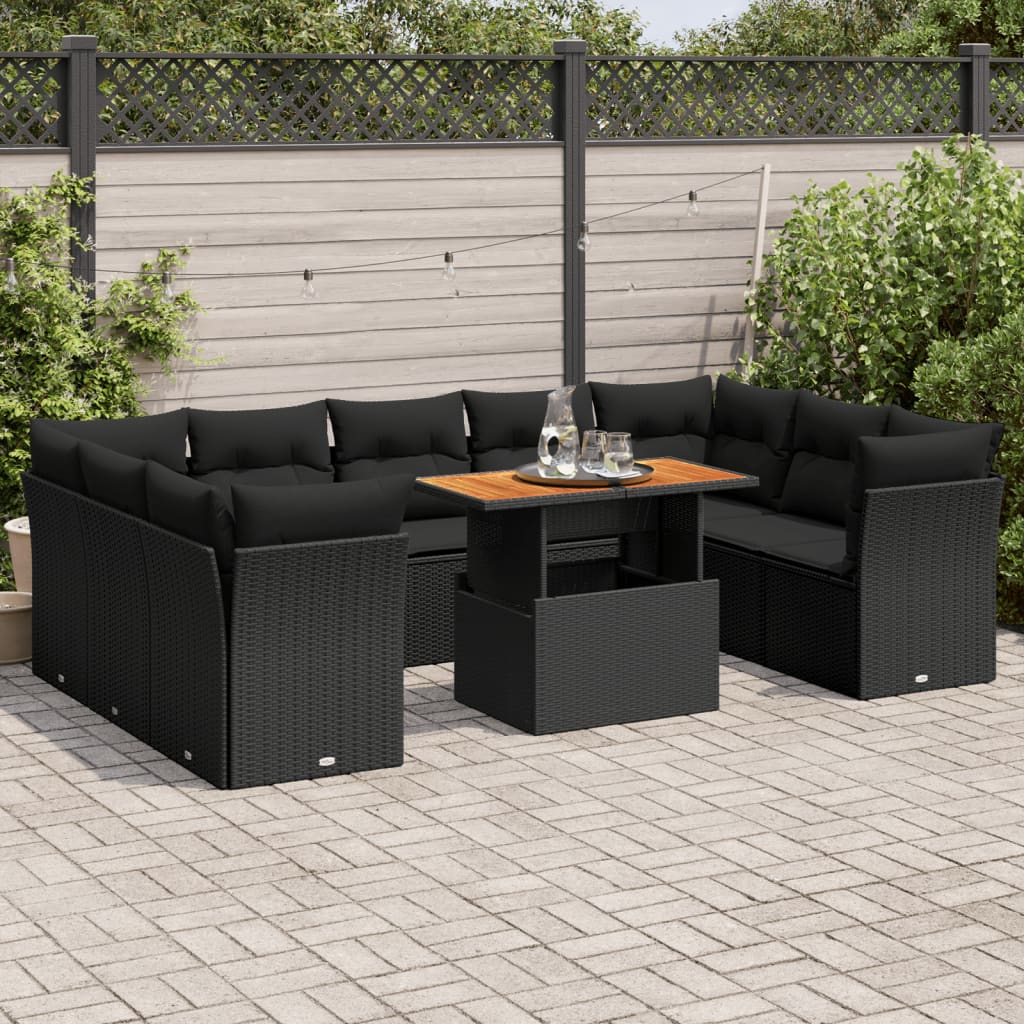 Garden Sofa Set with Cushions Modular Sofa 10 Piece Grey Poly Rattan - 55×53×34cm