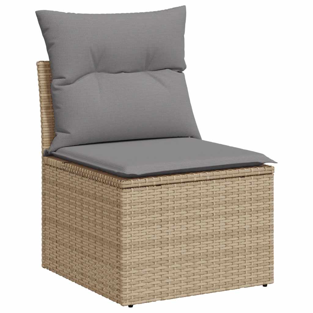 7 Piece Garden Sofa Set with Cushions Beige Poly Rattan - Outdoor Comfort
