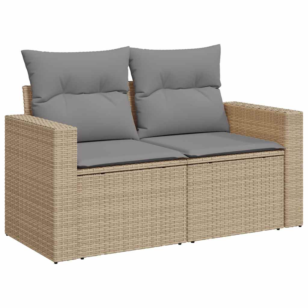 8 Piece Garden Sofa Set with Cushions Beige Poly Rattan - Outdoor Comfort