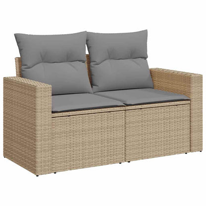 8 Piece Garden Sofa Set with Cushions Beige Poly Rattan - Outdoor Comfort