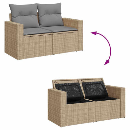 10 Piece Garden Sofa Set with Cushions Beige Poly Rattan - Outdoor Comfort