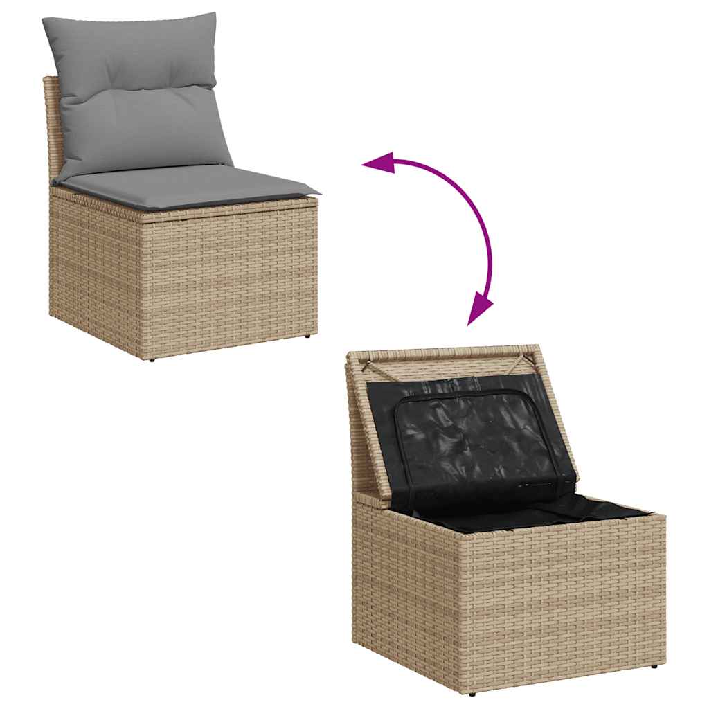 11 Piece Garden Sofa Set with Cushions Beige Poly Rattan - Outdoor Comfort