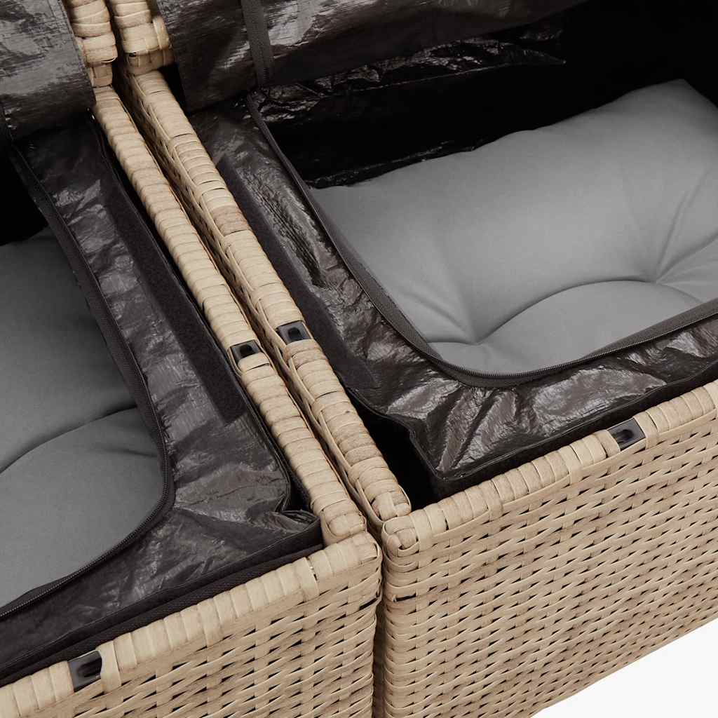 15 Piece Garden Sofa Set with Cushions Beige Poly Rattan - Outdoor Comfort